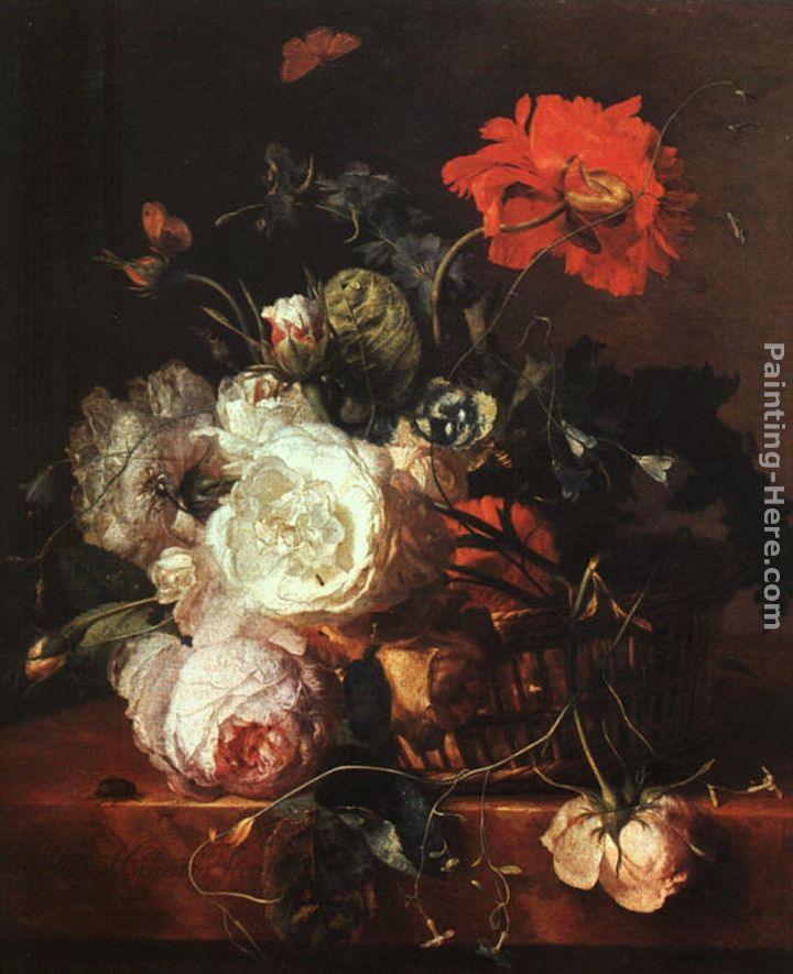 Jan Van Huysum Basket of Flowers